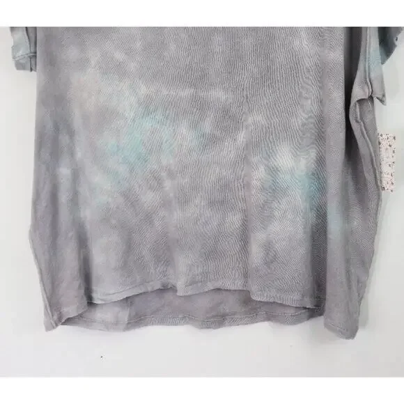 NWT Free People All Mine Tie Dye Tee Shirt Cotton V-Neck Grey Storm Medium - Picture 7 of 10